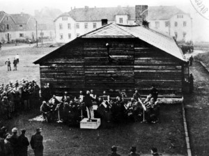 The Auschwitz Men's Orchestra is seen here in an undated photo.  Jewish musicians were forced to perform in Nazi concentration camps.