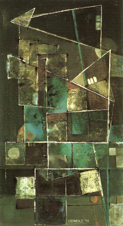 One Day Wonder Painting (1954). Pittura su masonite e pezzi di legno. Cm 100 x 56. Collezione di Dr. Louis F. D’Elia