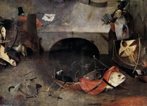 Hieronymus Bosch, Triptych of Temptation of St Anthony. Detail