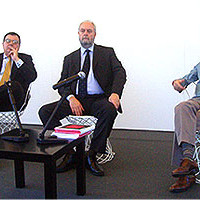 26 maggio 2010 press conference: Roberto Casiraghi, l’Assessore Umberto Croppi, Achille Bonito Oliva, foto di redazione