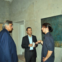 Inaugurazione con il Sindaco di Ripatransone, autorità e l'artista Michele Welke, in lontananza il gallerista Marchetti, Roma