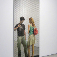 Pistoletto, Specchio: Through the fence him and her