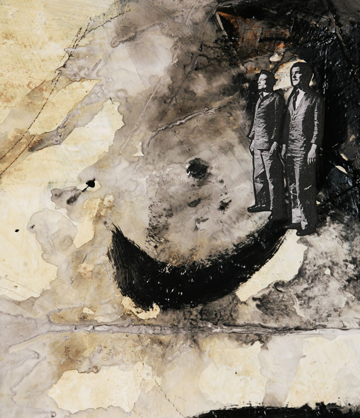 Simone Mannino, Linee di fuga, la coppia, 2010, resine olio e pigmenti su carta, cm 60x40