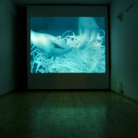 Time-shaped Memories, 2009, Video w/ Sound, endless loop, Installation view at Fondazione Pastificio Cerere, Rome (IT). Ph. G. Ciardo.