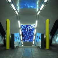 Bianco-Valente JSR, 2002, Permanent Installation at Rione Alto Metro Station, Napoli, Lightbox, cm 550x190.