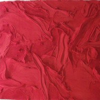 Jason Martin,(2011), Pigmento rosso e medium mescolati su alluminio, 65x56. Lisson Gallery-London