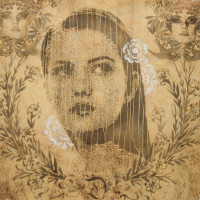 Diamond " Stencil Araldica" Tecnica mista su tela 100x100 cm