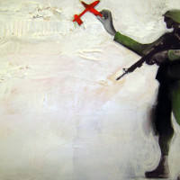 Antonello Silverini "War" Tecnica mista su carta 35x50 cm