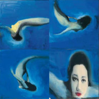 Gianluigi Toccafondo " La sirena " 140x90 cm serigrafia polimaterica