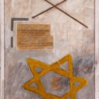 '1938' - 1973, collage, acrilico e tecnica mista su masonite, cornice intagliata