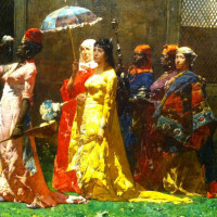 Alberto Pasini, Passeggiata nel giardino dell'harem, 1875 (dettaglio)