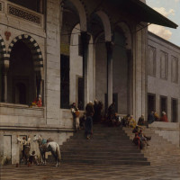 Alberto Pasini, Porta della Moschea di Yeni Djami a Costantinopoli – Olio su tela, Nantes, Musée des Beaux Arts