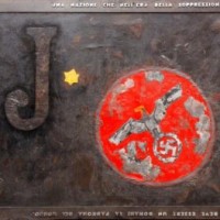 Una nazione padrona del mondo - 1973, acrilico e tecnica mista su tela, cornice intagliata