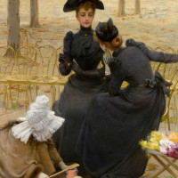 Vittorio Corcos, Le istitutrici ai Campi Elisi – Olio su tela, Carpi, collezione Palazzo Foresti