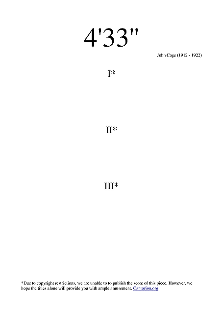 immagine per John Cage partitura