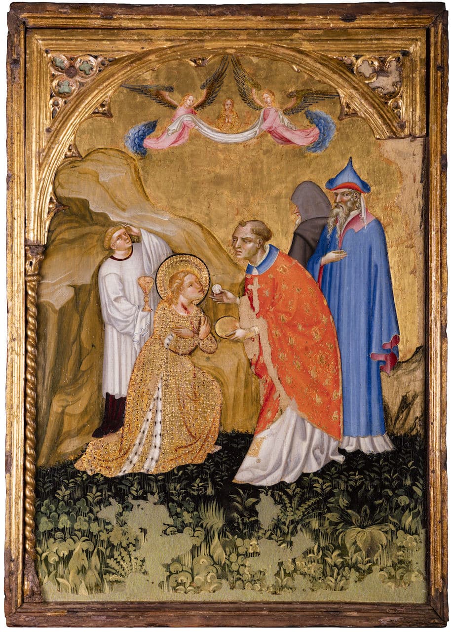 immagine per Rinascimento Marchigiano. Opere restaurate dai luoghi del sisma Jacobello del Fiore Scene della vita di Santa Lucia – Lucia riceve l’eucarestia 1420-1425 ca. tempera e doratura su tavola cm 80 x 60 Pinacoteca Civica, Palazzo dei Priori Fermo