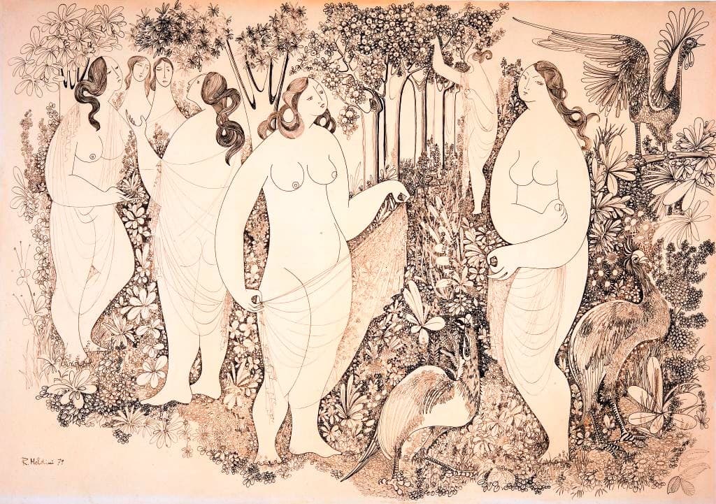 immagine per Nell'Eden - china a linea continua su carta - 1979