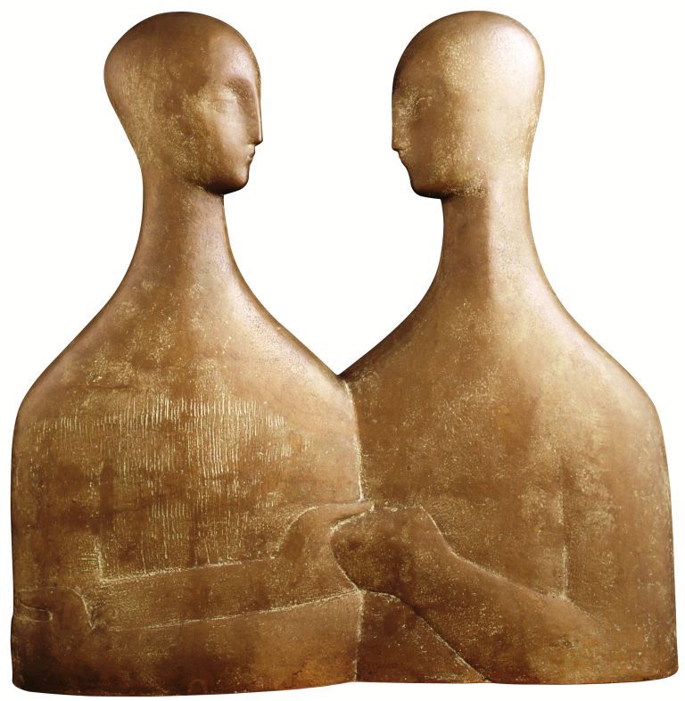 immagine per roberta meldini a palazzo merulana: Catone e Porcia - bronzo - 1974