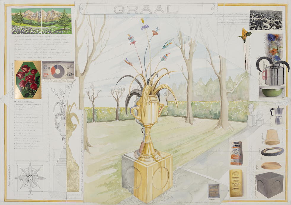 immagine per Eugenio Tibaldi, Graal 01 (project), 2022, tecnica mista su carta, 115x80cm