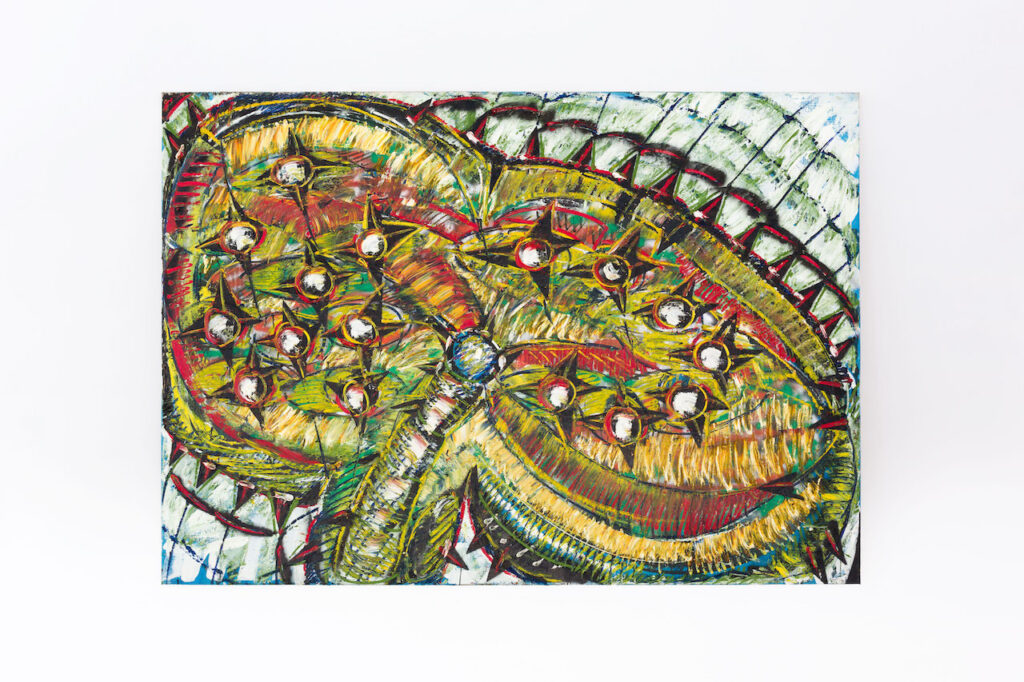 immagine per Mario Merz, Senza titolo, s. d., tecnica mista su tela montata su pannello / mixed technique on canvas, mounted on a panel, cm 180 x 250, Collezione Merz. © Mario Merz, by SIAE 2023. Foto Renato Ghiazza