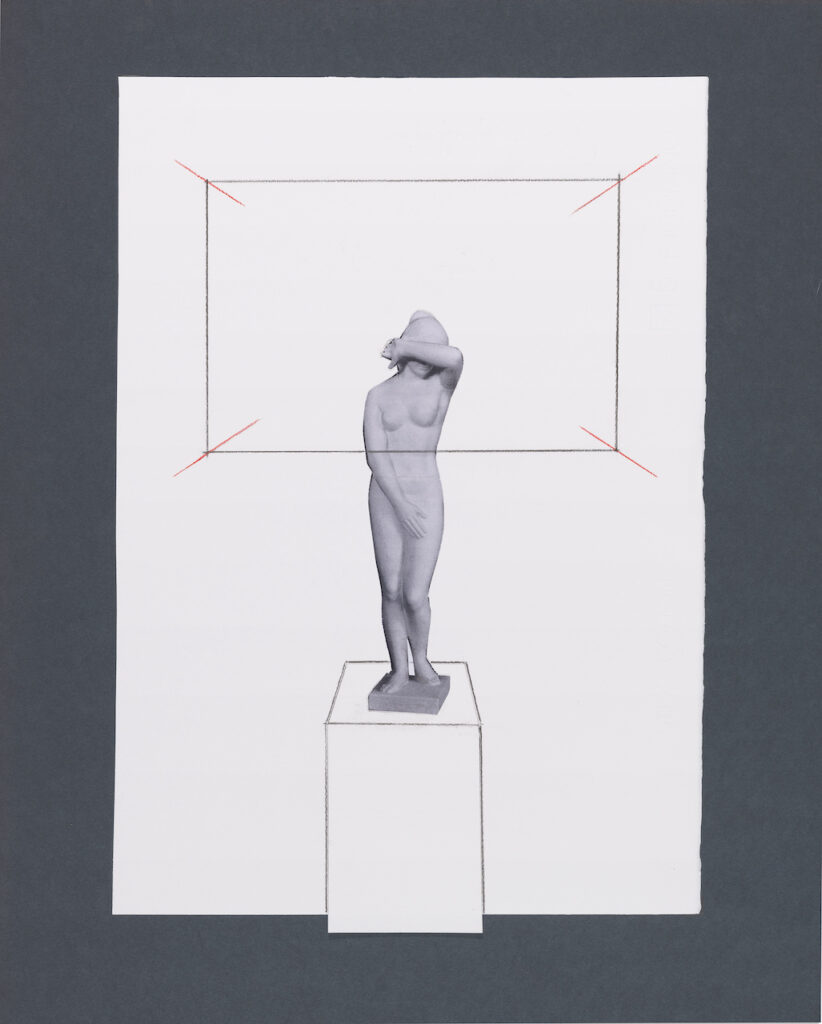 immagine per Studio per “A come Accademia (II)”, 2022 Matita, matita rossa e collage su carta, 62 x 50 cm Foto Luca Vianello Courtesy Fondazione Giulio e Anna Paolini, Torino
