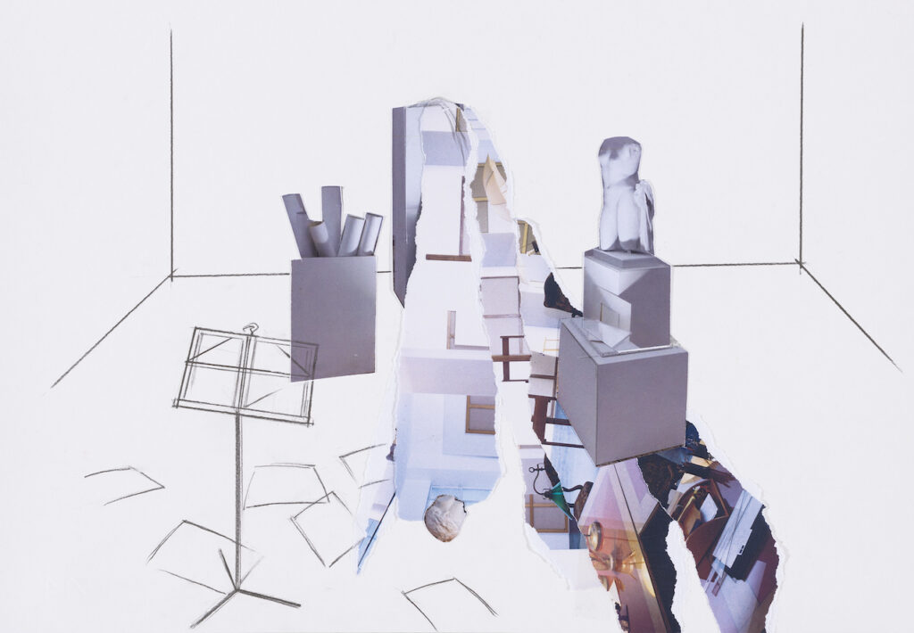 immagine per Studio per “A come Accademia (III)”, 2022 Matita e collage su carta, 33 x 48 cm Foto Luca Vianello Courtesy Fondazione Giulio e Anna Paolini, Torino