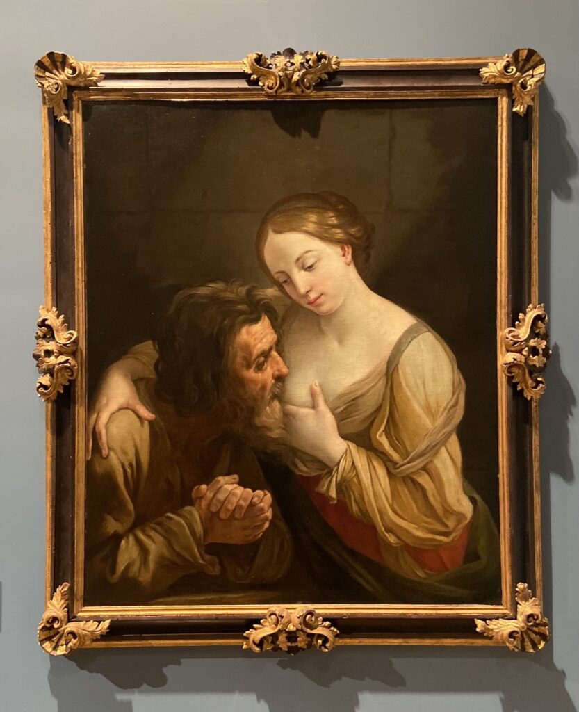 immagine per Foto 5 Guido Reni (Bologna 1575-1642) incompiuto, ultimato da Giovanni Andrea Sirani (Bologna 1610-1670). Carità romana (Cimone e Pero) Olio su tela, cm 102,5 x 84 Pesaro Altomani & Sons