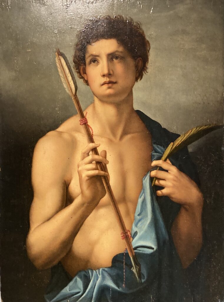 immagine per Foto 7 Andrea del Sarto (Firenze 1486-1530) San Sebastiano Medici 1529 Olio su tavola, 87,5 x 63,5 cm Roma, magazzini della Guardia di Finanza