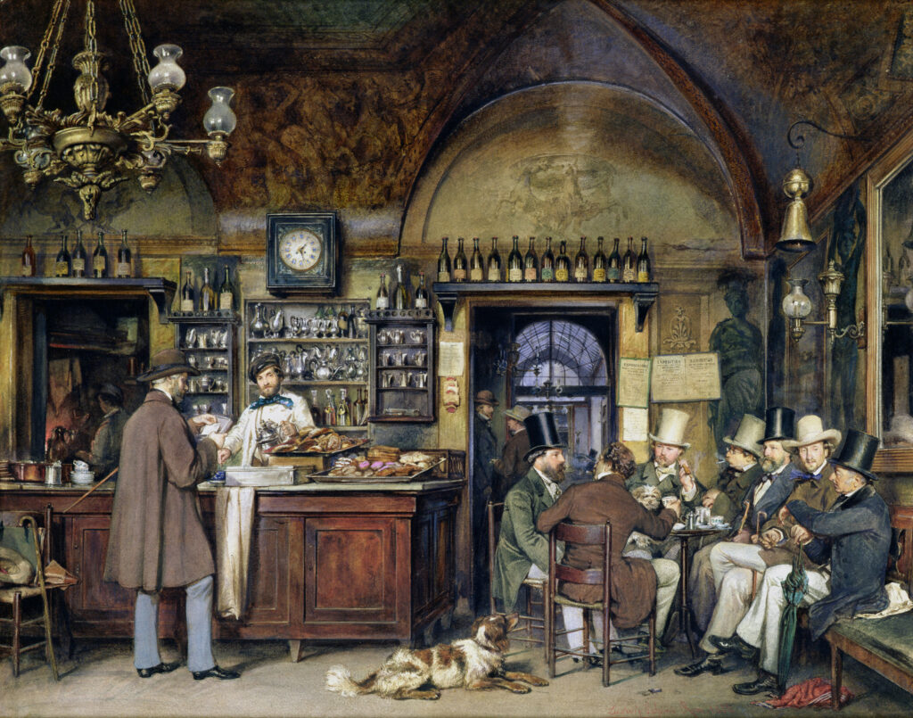 immagine per Ludwig Johann Passini, Caffè Greco a Roma , 1856 - Acquerello su carta, Kunsthalle, Amburgo, Germania