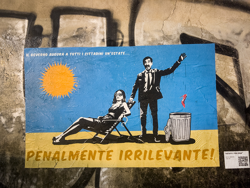immagine per Laika e la nuova azione pubblica. La Street Art torna potente. Santanchè e La Russa augurano buona estate.