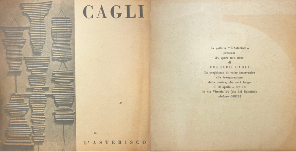 immagine per Corrado Cagli, brochure di mostra, Galleria L’Asterisco, Roma, s.d.