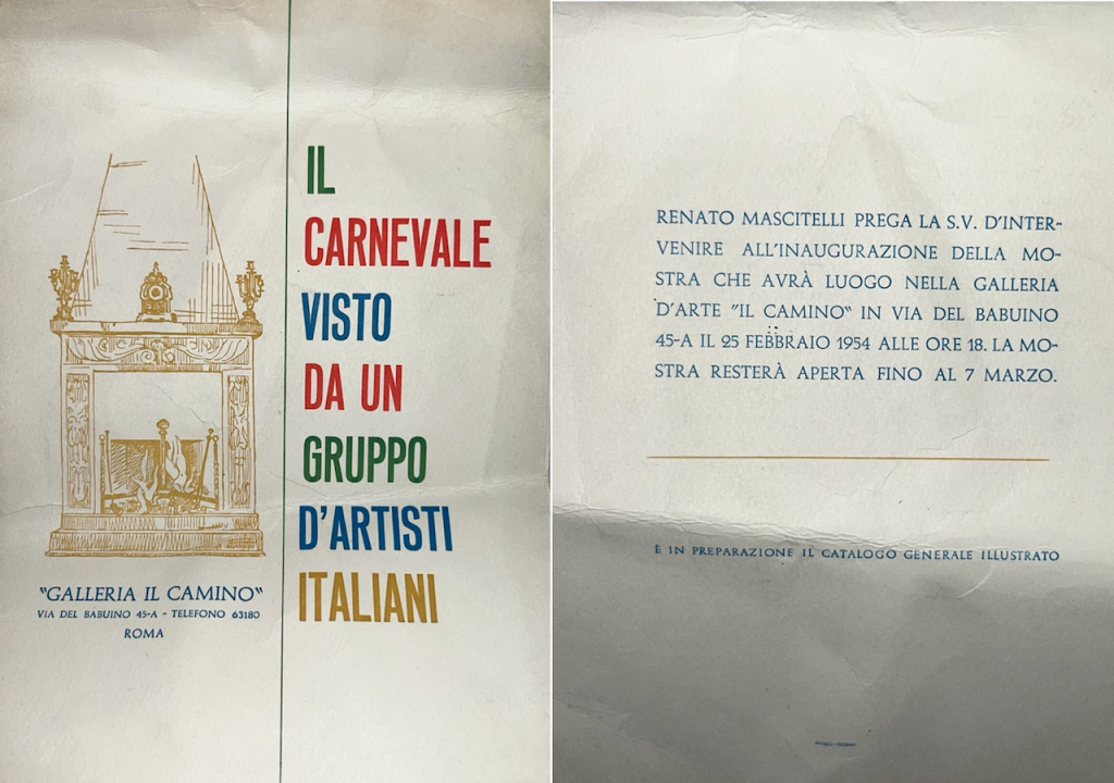 immagine per Il Carnevale visto da un gruppo d’Artisti Italiani, “Galleria Il Camino”, Roma 1954