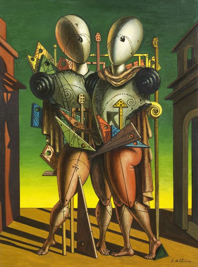 Giorgio de Chirico, Ettore e Andromaca, inizio anni '60, olio su tela, 80x60 cm immagine per Giorgio de Chirico, Ettore e Andromaca, inizio anni '60, olio su tela, 80x60 cm
