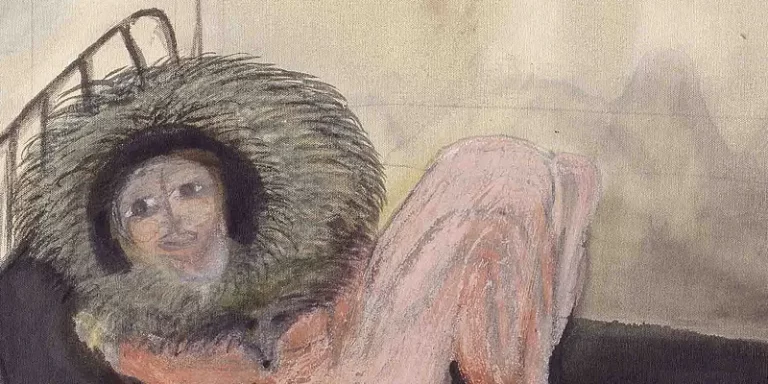 immagine per Carol Rama, Appassionata, 1980, pennarello e tecnica mista su tela da capote beige, 120 x 80 cm