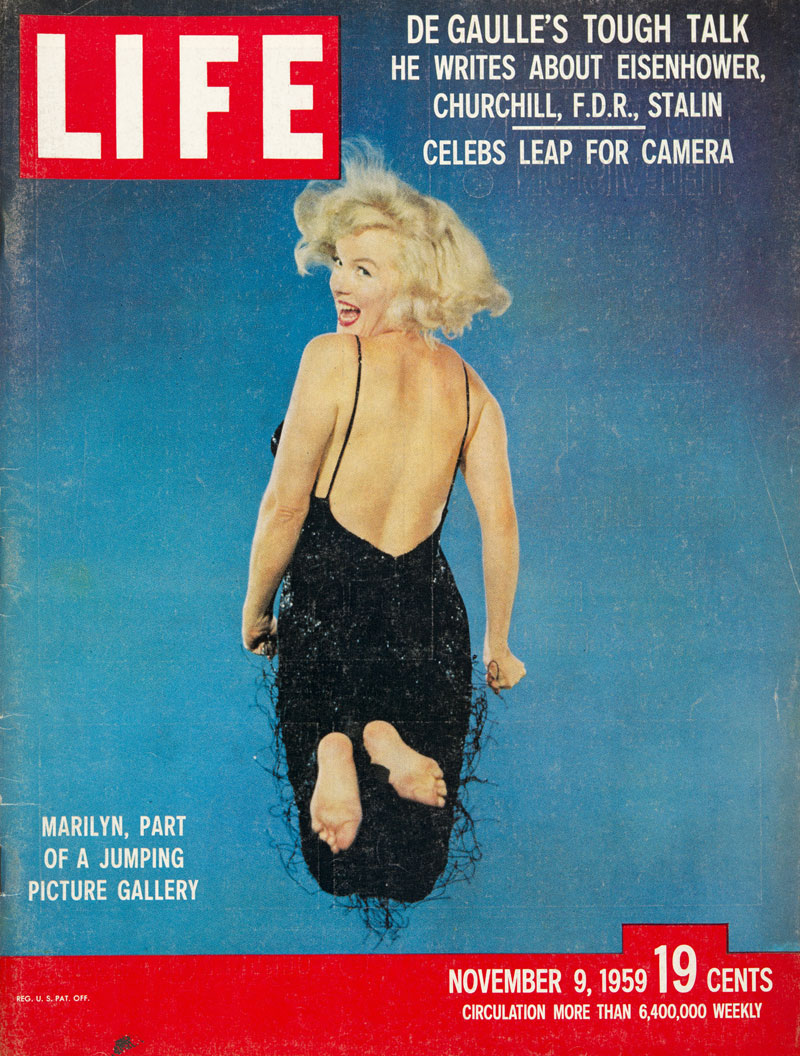 immagine per Copertina rivista Life con ritratto di M. Monroe - jump di Philippe Halsman, 9 novembre 1959