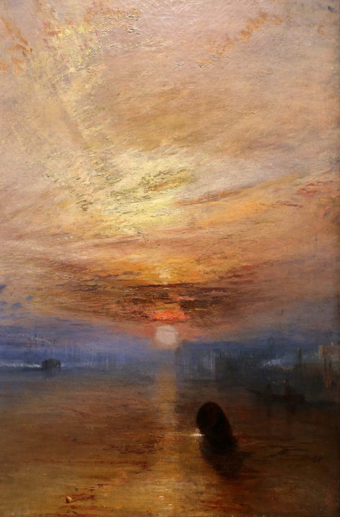 immagine per William Turner, Sunset -la Valorosa temeraire trainata verso l'ultimo viaggio per la demolizione,1839