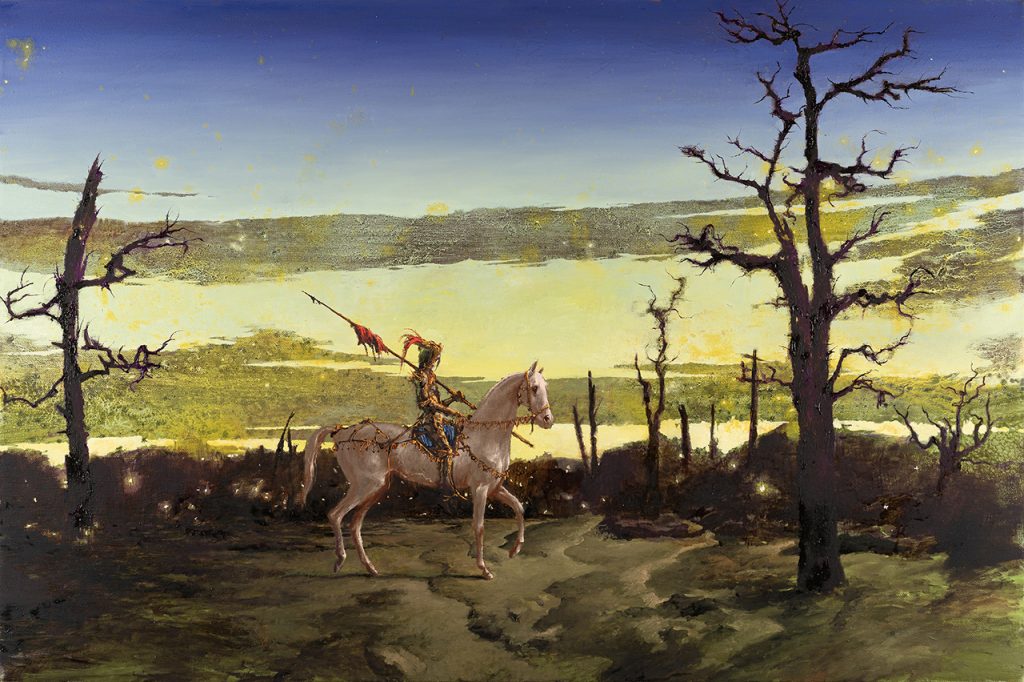immagine per Francesco De Grandi, Cappa e spada, 2023, olio su tela, 80x120 cm, courtesy l’artista e RizzutoGallery