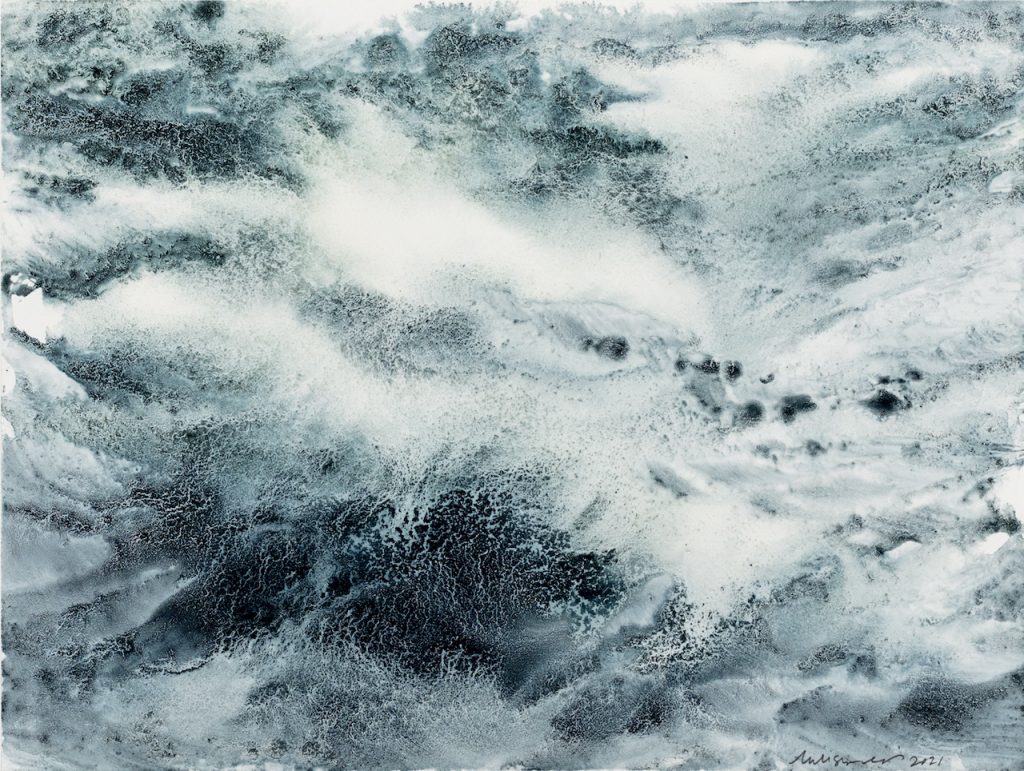 immagine per Melissa McGill (b. 1969) Poem, 2021 Indigo biologico, clorofillina derivate dale foglie di gelso, legante di latte di soia fatto in casa, su carta Yupo 22 x 30 cm Courtesy L’Artista, Mazzoleni, London -Torino