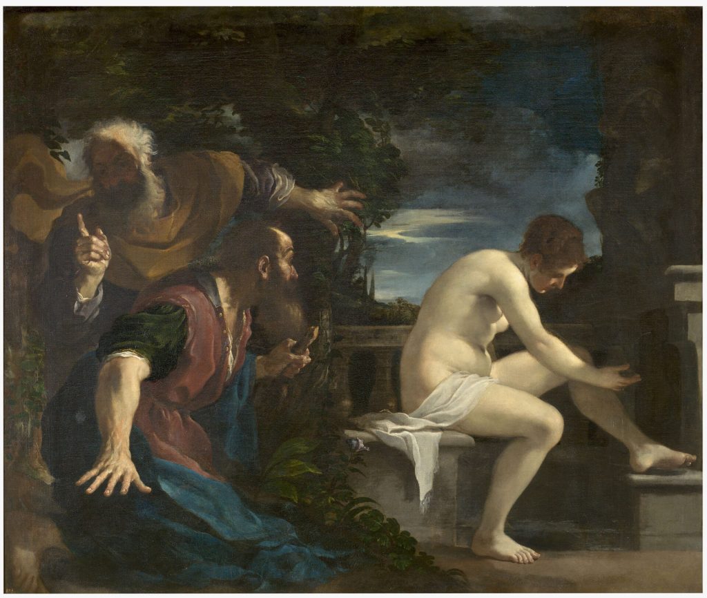 immagine per Guercino, Susanna e i vecchioni, 1617, olio su tela, 176 x 208 cm , Madrid, Museo del Prado