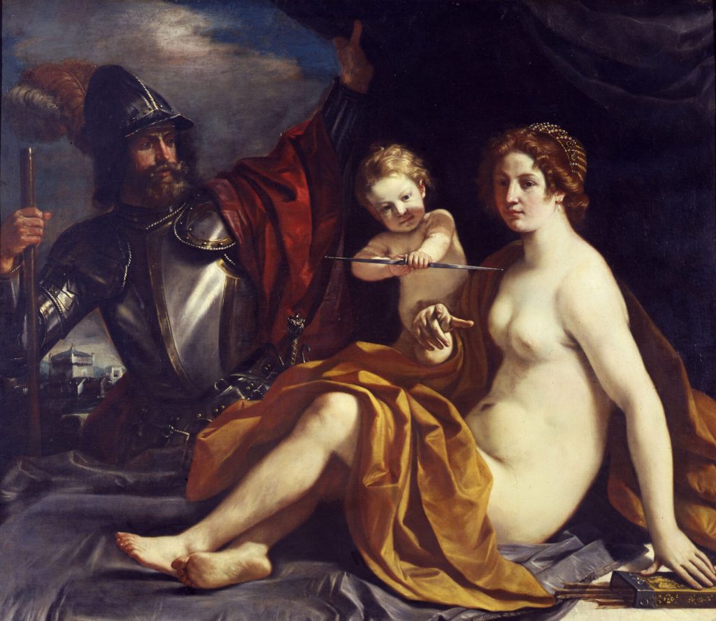 immagine per Guercino, Venere, Marte e Amore, 1634, olio su tela, 136 x 157,5 cm, Modena, Galleria Estense
