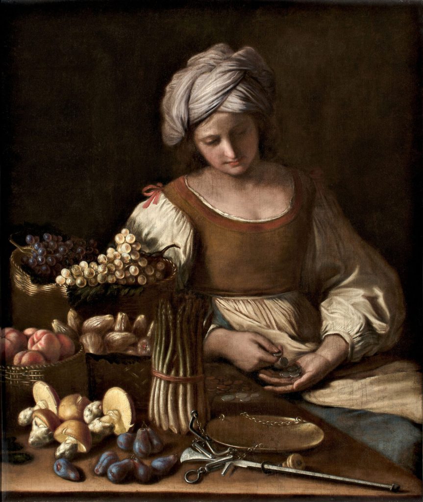 immagine per Paolo Antonio Barbieri e Giovanni Francesco Barbieri detto il Guercino, L’ortolana, 1655, olio su tela, 122 x 103 cm, Collezione privata, countesty Cantore Galleria Antiquaria