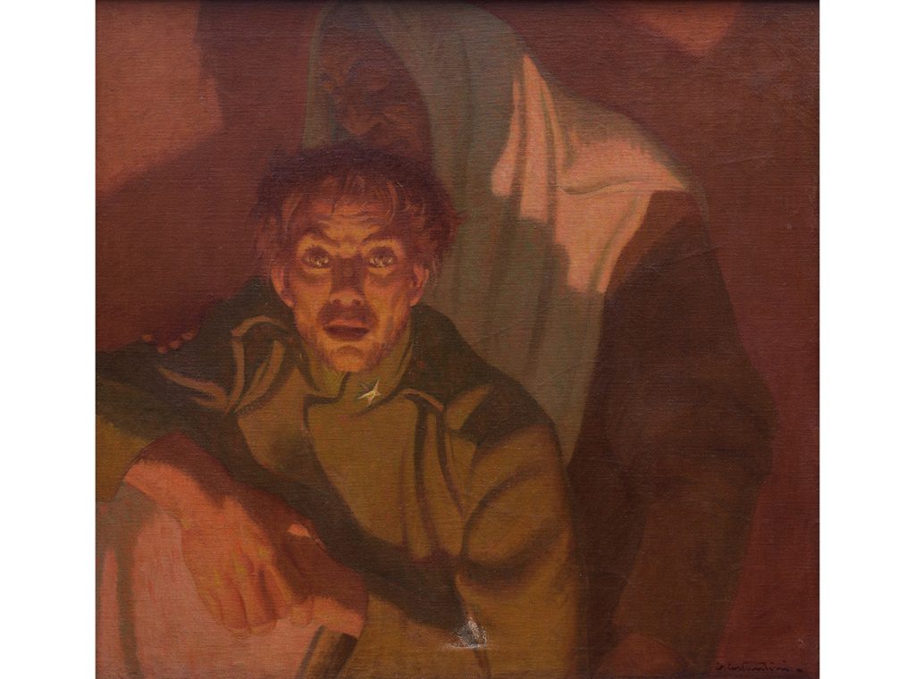 immagine per Giovanni Costantini (Roma 1872 – 1947), IL FOLLE Dipinto ad olio su tela di cm 71 x 76, firmato in basso a destra, intitolato sul retro.