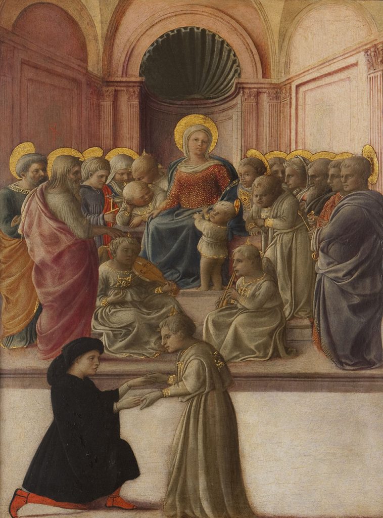 immagine per Filippo Lippi Madonna col Bambino, Angeli, Santi e il donatore 1432 ca. dipinto, cm 49 x 38 cm Venezia, Fondazione Giorgio Cini, Galleria di Palazzo Cini, inv. 40013 © Fondazione Giorgio Cini onlus