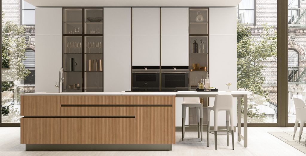 immagine per Salone del mobile 2024. Mod. Iconica canneté noce chiaro di Veneta Cucine