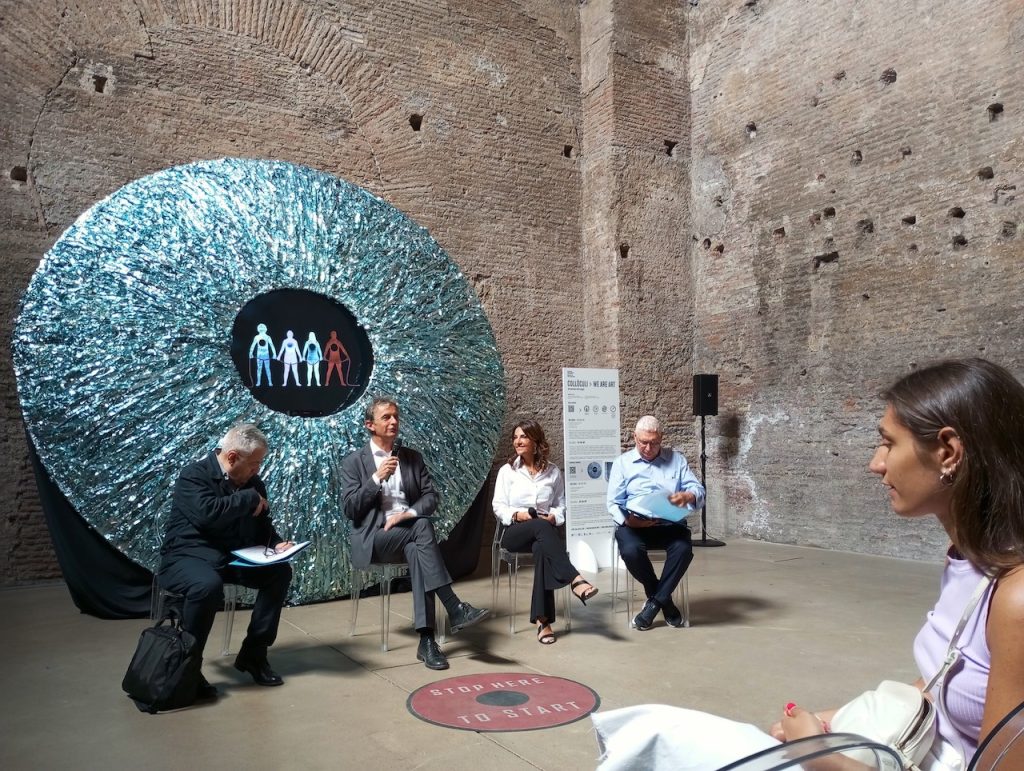 immagine per Inaugurazione Collòculi - da sin. Gabriele Perretta, Stéphane Verger, Annalaura di Luggo e Demetrio Paparoni. A destra, Noemi