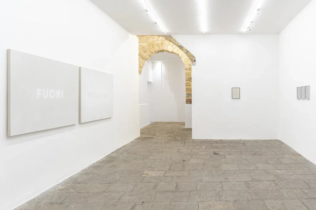 immagine per Meditabondi, barcamenanti, fuori registro e buchi bianchi, veduta della mostra, RizzutoGallery, Palermo, courtesy RizzutoGallery
