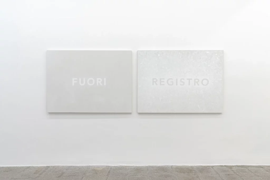 immagine per Meditabondi, barcamenanti, fuori registro e buchi bianchi, veduta della mostra, RizzutoGallery, Palermo, courtesy RizzutoGallery
