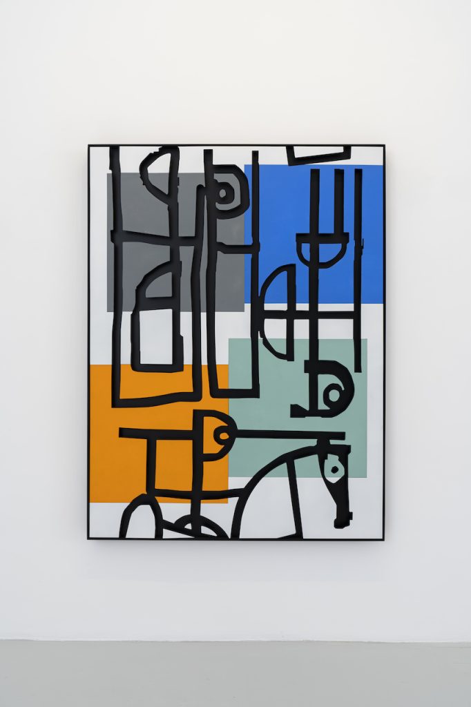 immagine per Untitled, 2024, canvas on steel and white enameled steel, 160 x 120 cm, courtesy l'artista e Studio Trisorio, ph Francesco Squeglia