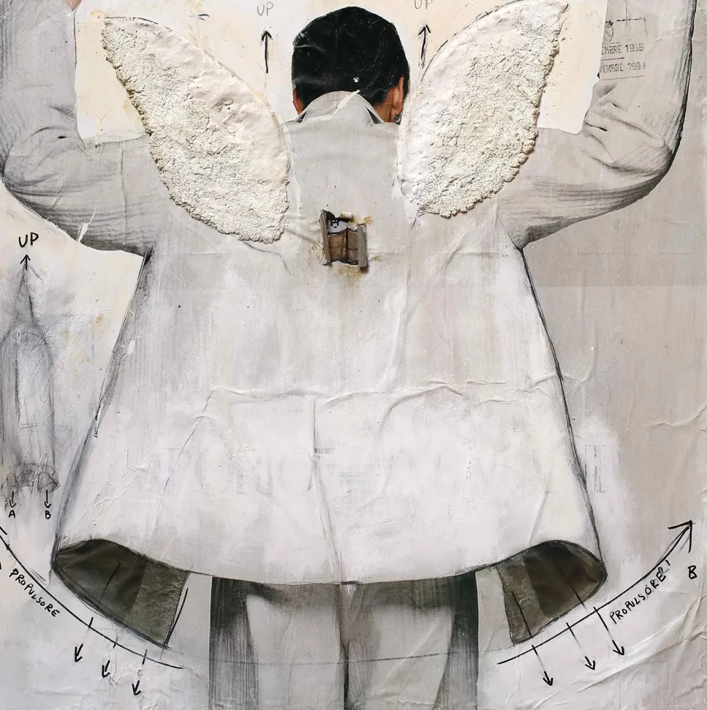 immagine per EMILIO LEOFREDDI Up, tecnica mista su tela, 100x100cm, 1999