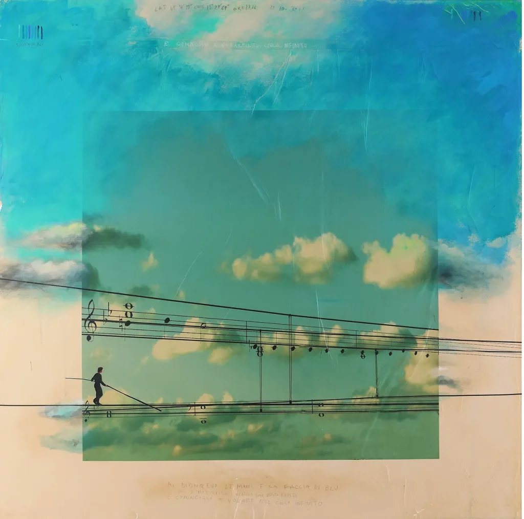 immagine per EMILIO LEOFFREDDI Prova di cielo, tecnica mista su tela, 150x150cm, 2011